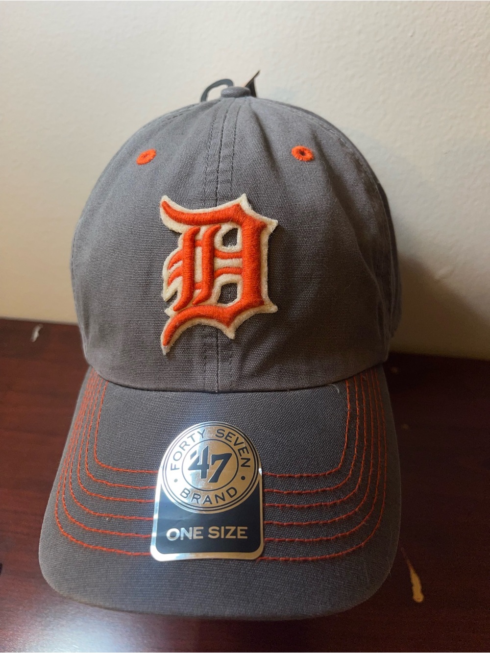 '47 Brand Gray & Orange Detroit D Adjustable Baseball Cap